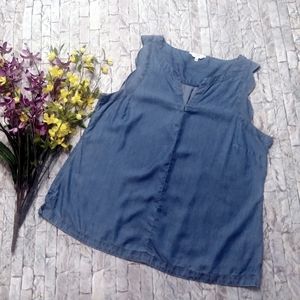 Crown & Ivy Sleeveless Denim Colored Blouse
